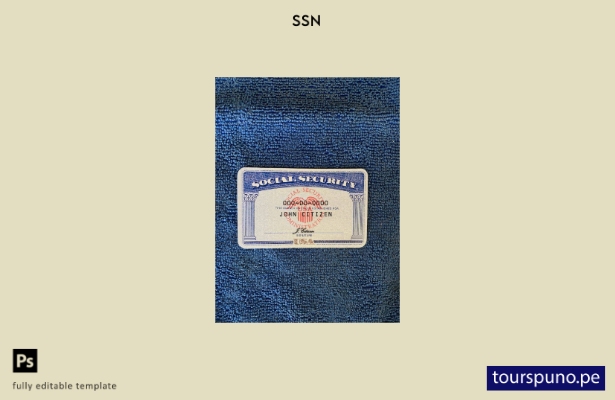listo para imprimir USA SSN photolook fondo textil azul plantilla FRONTAL