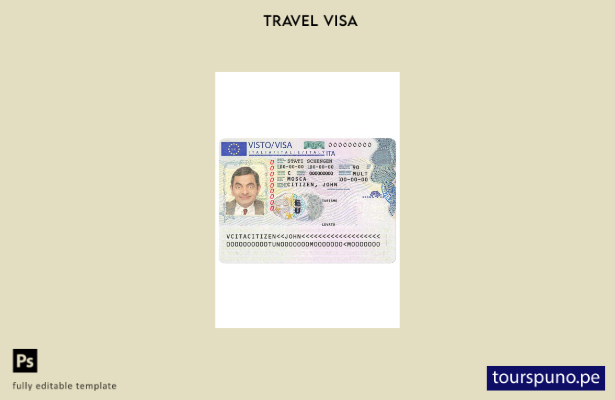 Listo para imprimir la plantilla de versión de visa Schengen de Italia