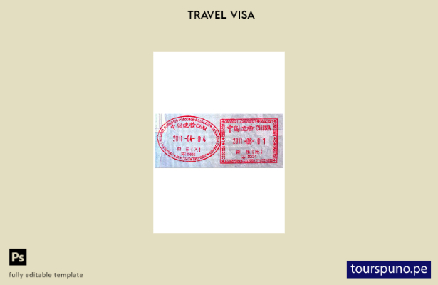 Plantilla de sello de visa de China lista para imprimir