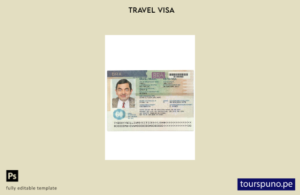 Plantilla de versión de visa de Brasil lista para imprimir