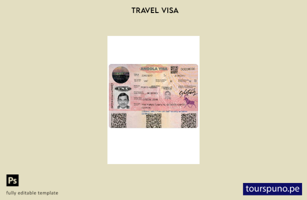 Plantilla de versión de visa de entrada a Angola lista para imprimir