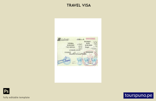 Plantilla de versión de visa de viaje a Sudán lista para imprimir