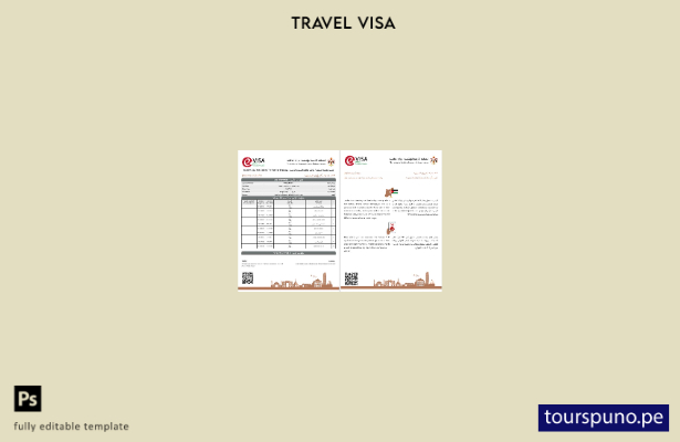 Plantilla de versión de visa electrónica para Jordania lista para imprimir