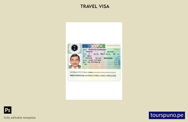 Plantilla de visa Schengen para Polonia lista para imprimir