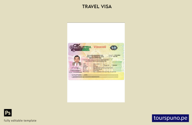 Plantilla de visa de Malasia lista para imprimir