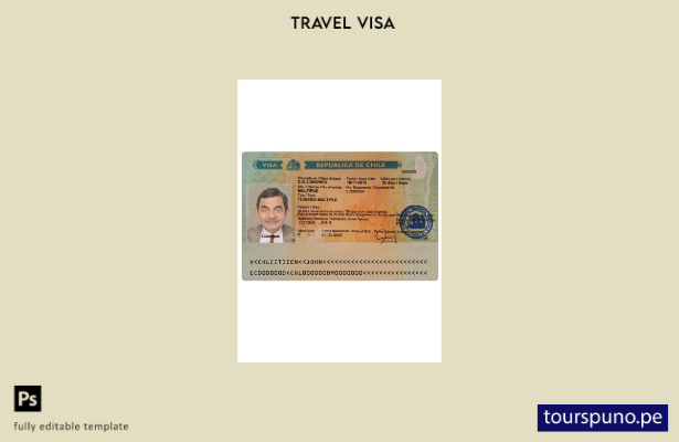 Plantilla de visa de turismo de Chile lista para imprimir