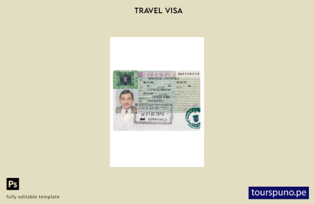 Plantilla de visa de turista para Croacia lista para imprimir