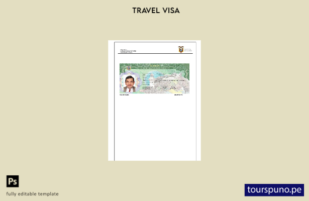 Plantilla de visa de viaje para Ecuador lista para imprimir en formatos Word y 1