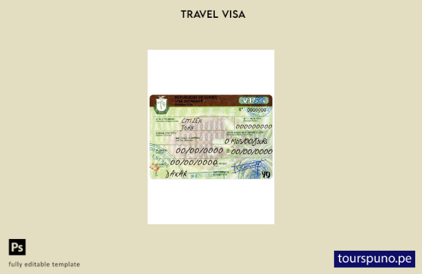 Plantilla de visa de viaje para Guinea lista para imprimir