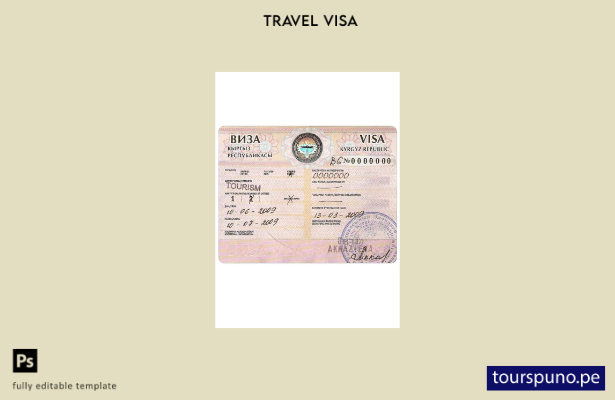 Plantilla de visa de viaje para Kirguistán lista para imprimir