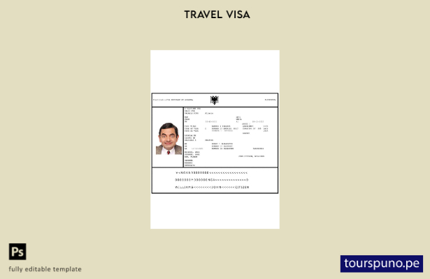 Plantilla de visa electrónica para Albania lista para imprimir