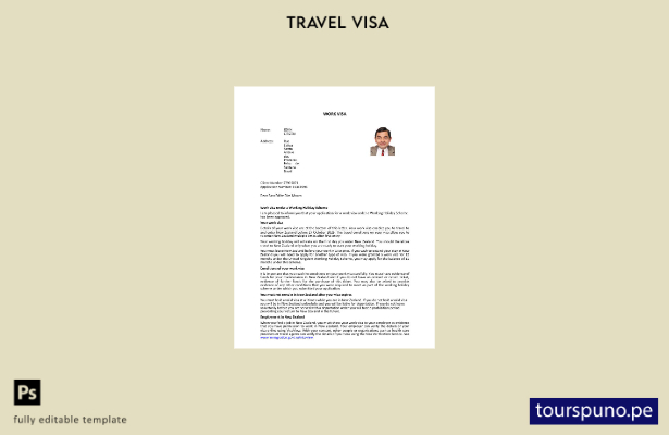 Plantilla de visa electrónica para Nueva Zelanda lista para imprimir en formatos