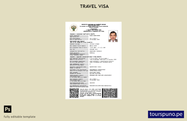 Plantilla de visa electrónica para Rusia lista para imprimir