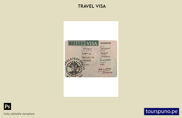 Plantilla de visa para Belice lista para imprimir