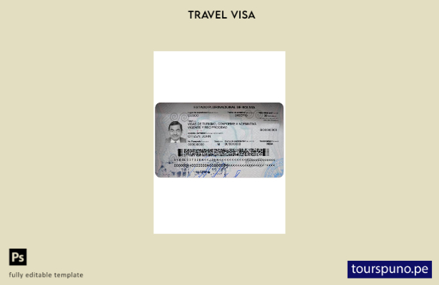 Plantilla de visa para Bolivia lista para imprimir