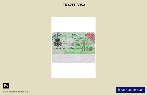 Plantilla de visa para Camboya lista para imprimir