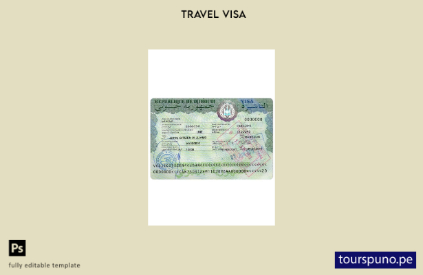 Plantilla de visa para Djibouti lista para imprimir