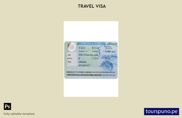 Plantilla de visa para Eritrea lista para imprimir