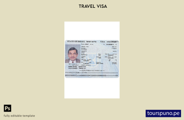 Plantilla de visa para Israel lista para imprimir