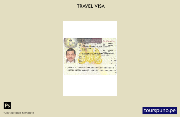 Plantilla de visa para Reino Unido lista para imprimir