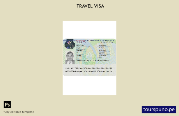 Plantilla de visa para Tanzania lista para imprimir
