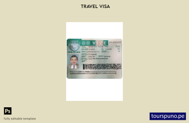 Plantilla de visa para Turquía lista para imprimir