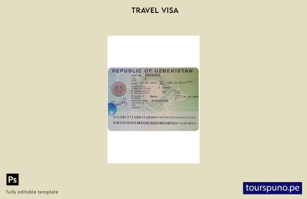 Plantilla de visa para Uzbekistán lista para imprimir