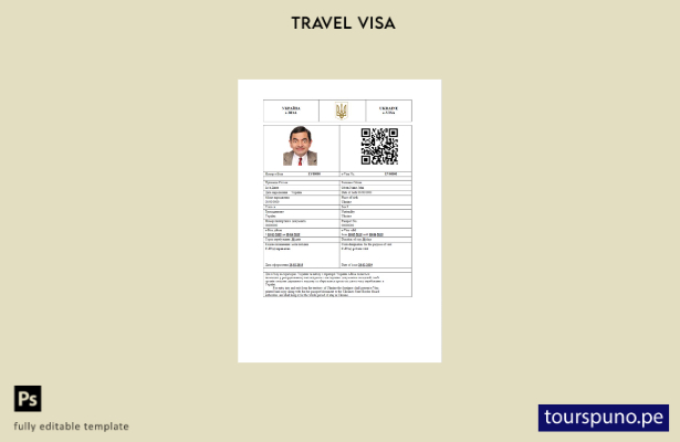 listo para imprimir la visa electrónica de Ucrania en plantilla de Word y PDF