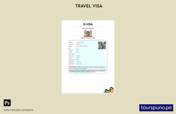 ready to print Suriname e visa template
