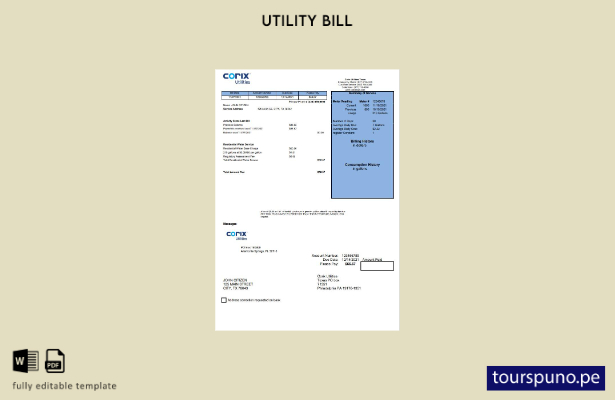 lista para imprimir la plantilla de factura de USA Corix Utilities