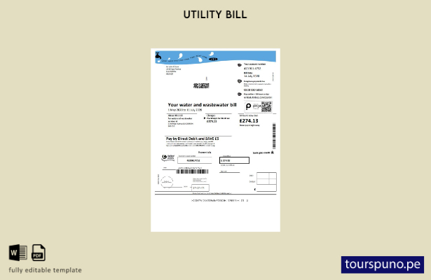 lista para imprimir plantilla de factura de servicios de agua de United Utilitie