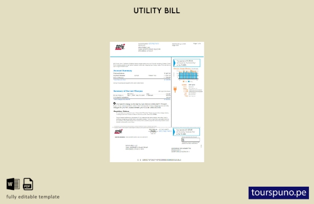 lista para imprimir plantilla de factura de servicios públicos SDGE de EE. UU.