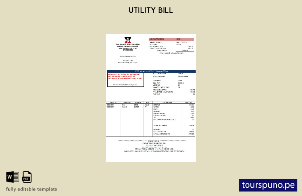 lista para imprimir plantilla de factura de servicios públicos de Arkansas West