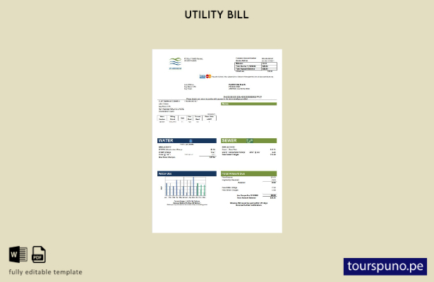 lista para imprimir plantilla de factura de servicios públicos de EE.UU. Califor