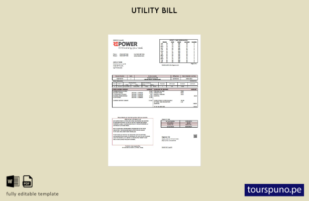 lista para imprimir plantilla de factura de servicios públicos de Suiza Repower