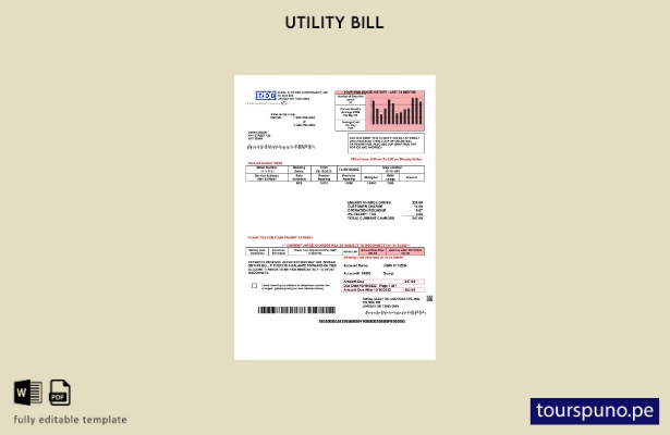 lista para imprimir plantilla de factura de servicios públicos de USA Rural Elec