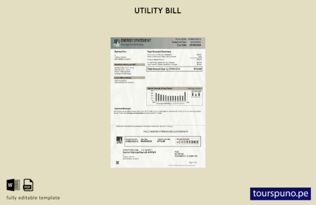 lista para imprimir plantilla de word   factura de energía de PG&E de Canadá