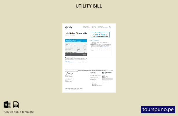 lista para imprimir plantilla de word   factura de servicios públicos de Xfinity