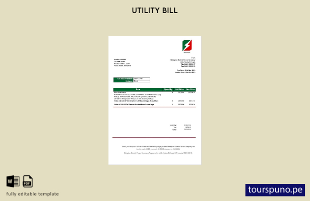listo para imprimir Plantilla de Word   factura de servicios públicos de elec 21