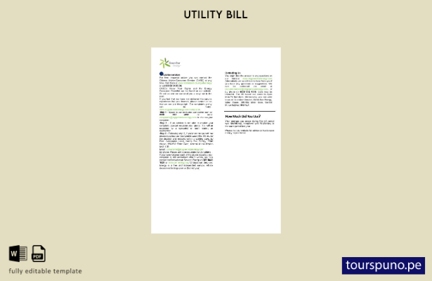 listo para imprimir formatos de factura de servicios públicos de energía Green S