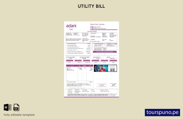 listo para imprimir plantilla de Word   factura de servicios públicos Adani de I