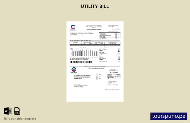 listo para imprimir plantilla de factura de EE. UU. Arizona Chandler Utilities