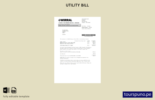 listo para imprimir plantilla de factura de impuestos del consejo de Wirral del