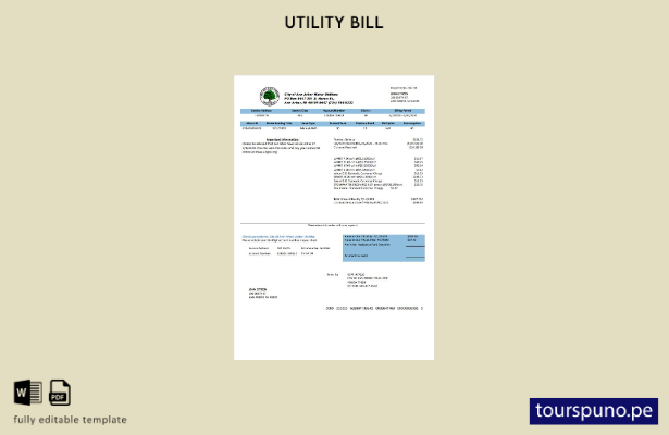 listo para imprimir plantilla de factura de servicios de agua de la ciudad de An