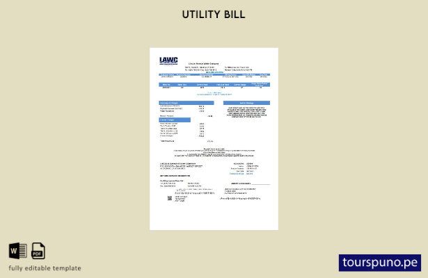 listo para imprimir plantilla de factura de servicios públicos de California Lin