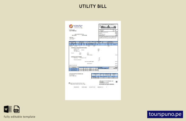 listo para imprimir plantilla de factura de servicios públicos de EE. UU. Texas