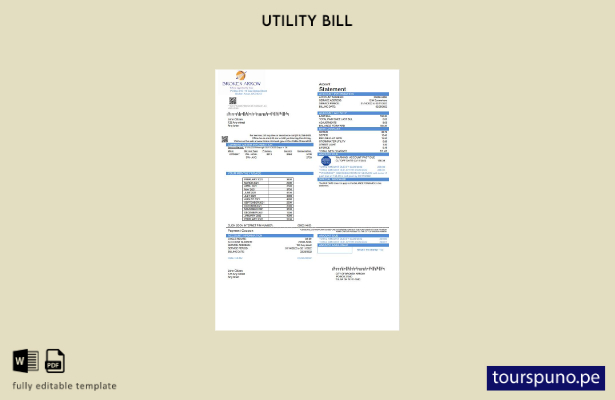listo para imprimir plantilla de factura de servicios públicos de Oklahoma City