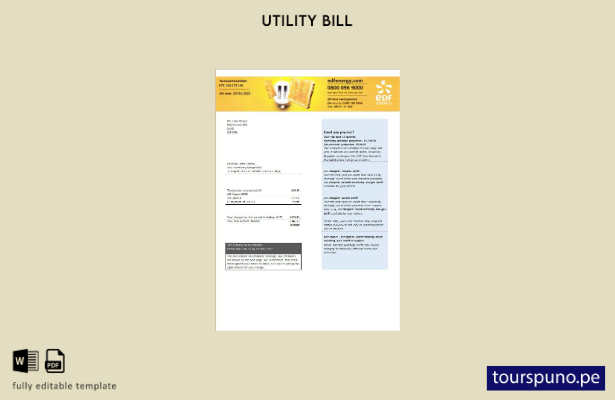 listo para imprimir plantilla de factura de servicios públicos de electricidad y