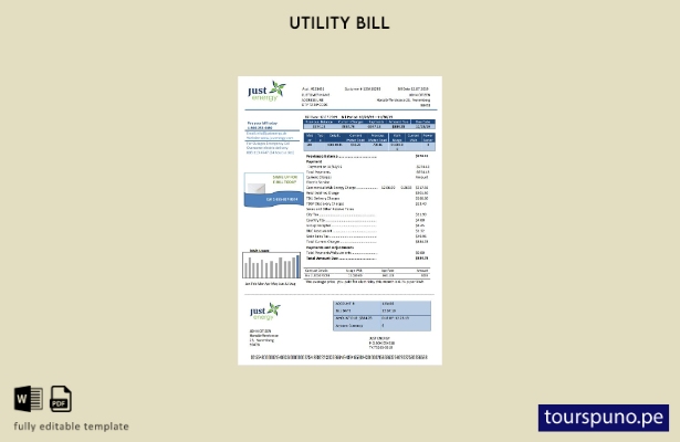 listo para imprimir plantilla de word   factura de servicios públicos Just Energ