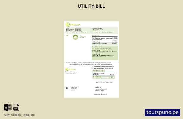 listo para imprimir plantilla de word de factura de electricidad de Georgia Elec